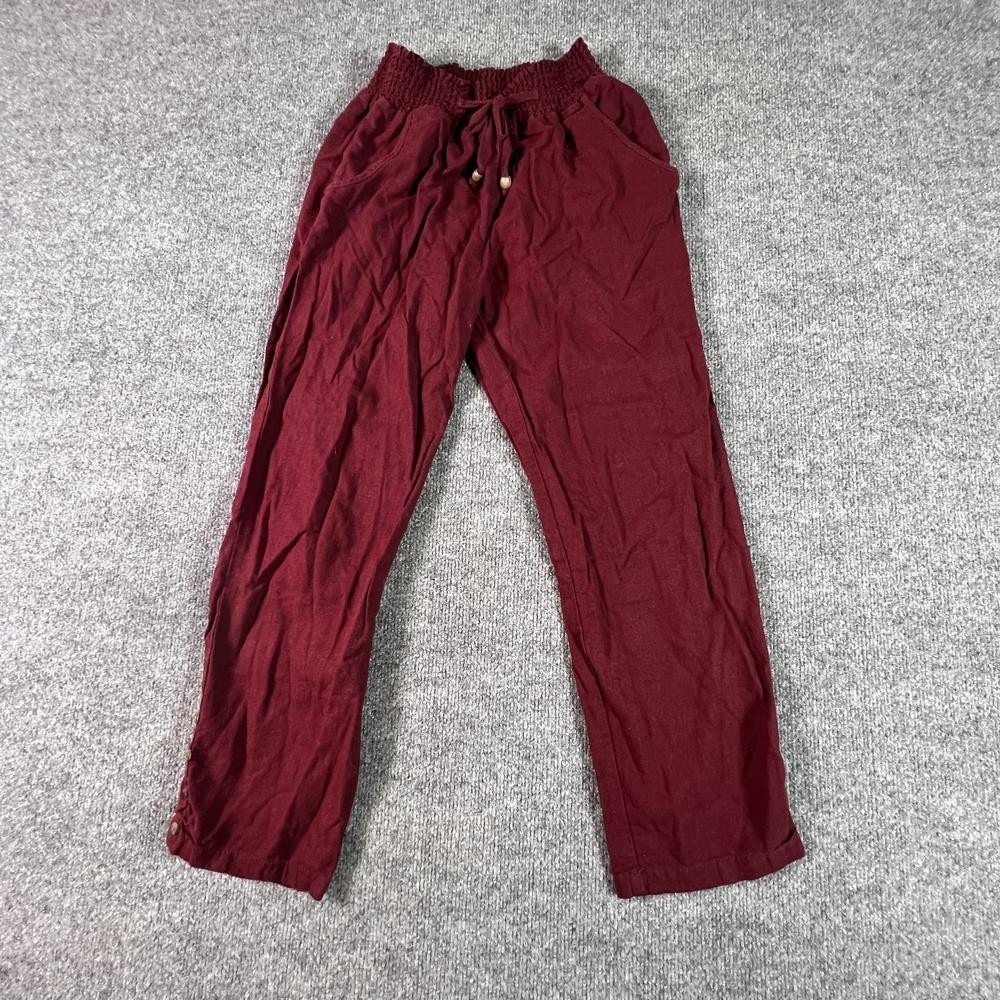 Ci Sono Sweatpants Women's Medium Red Linen Straight Leg Casual Outdoors